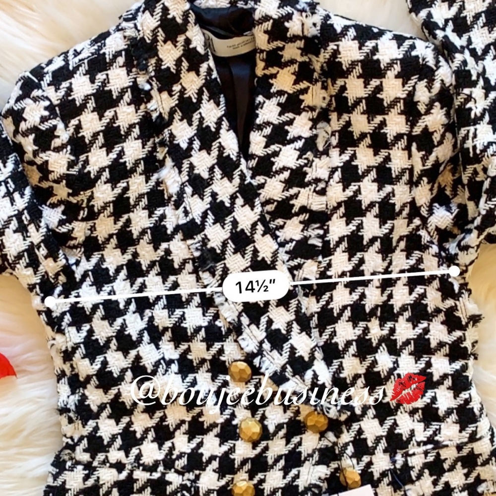 ZARA Tweed Houndstooth Jacket - Picture 9 of 10